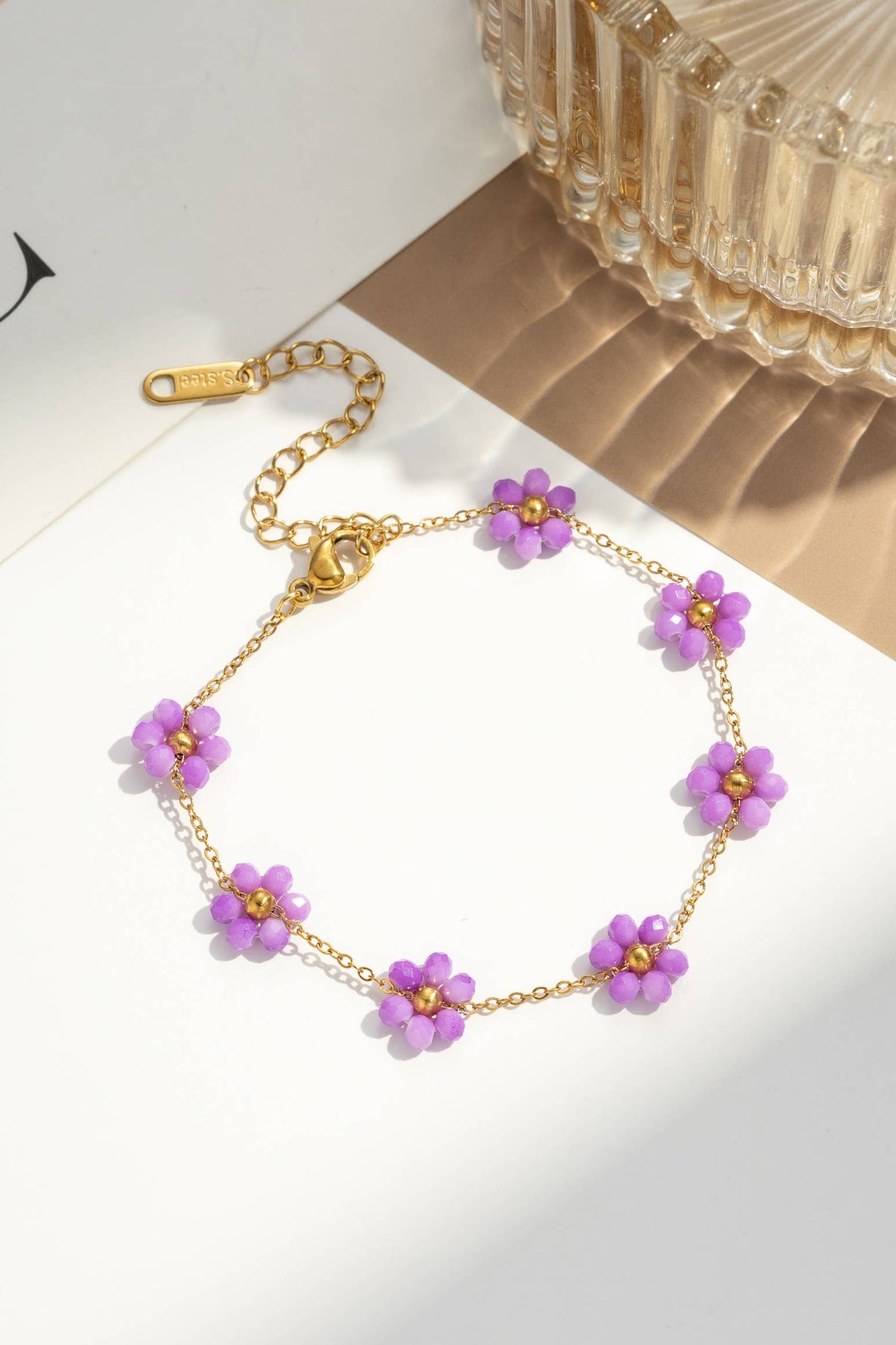 Bracelets fleur perles colorées
