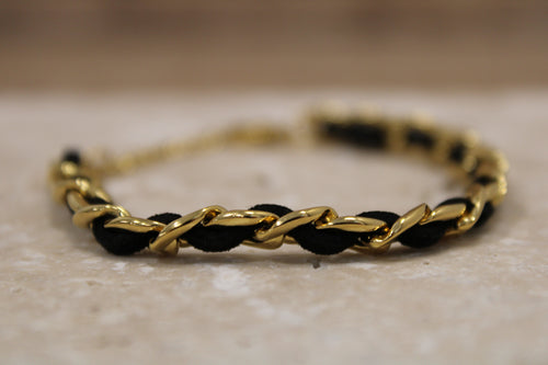 Bracelet chaîne dorée tressée noir