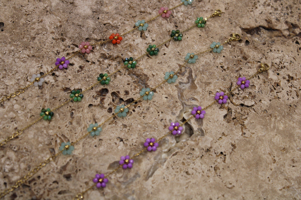 Bracelets fleur perles colorées
