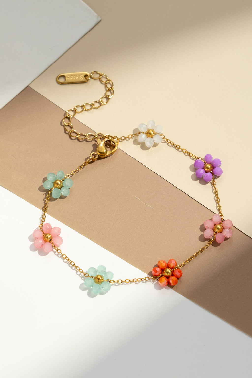 Bracelets fleur perles colorées