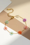 Bracelets fleur perles colorées
